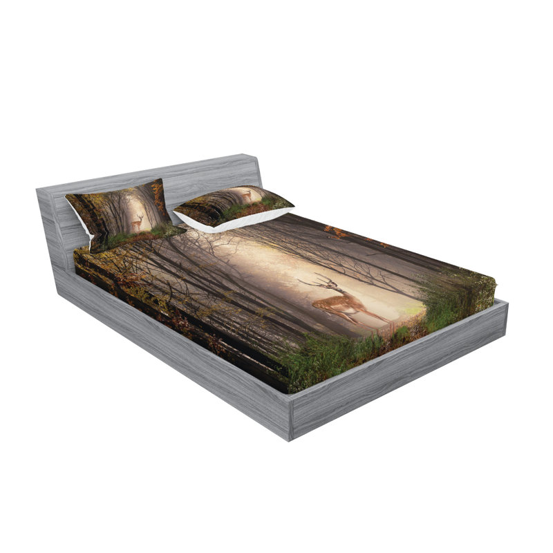 Multicolore ensemble de draps et taies décoratives Ambesonne, Ensemble de draps pour grand lit avec 4 taies d'or