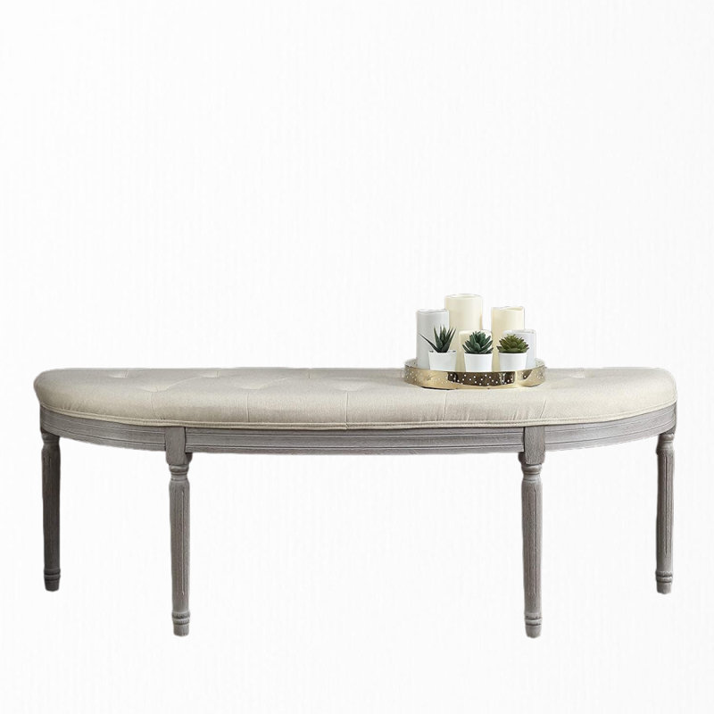 Banc rembourré capitonné beige clair Coastal