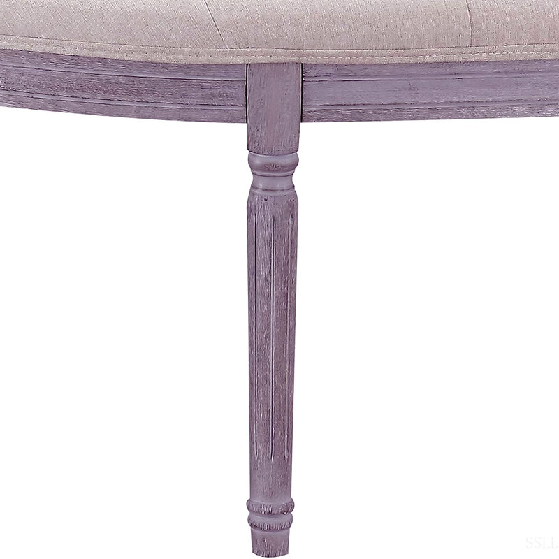 Banc rembourré capitonné beige clair Coastal