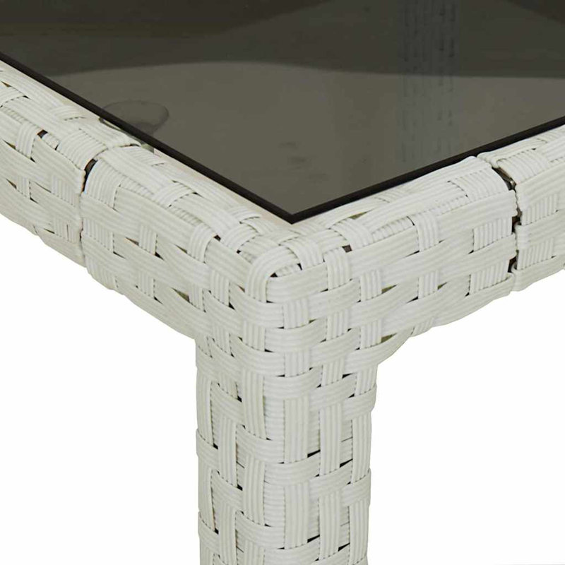 Table de salle à manger de jardin 35,4 po en rotin de polyester, Blanc, H 29,5 po x L 35,4 po x l 35,4 po