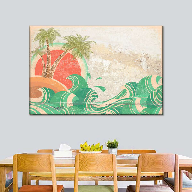 Retro Beach Waves Canvas Print, 8" H x 12" W x 1" D