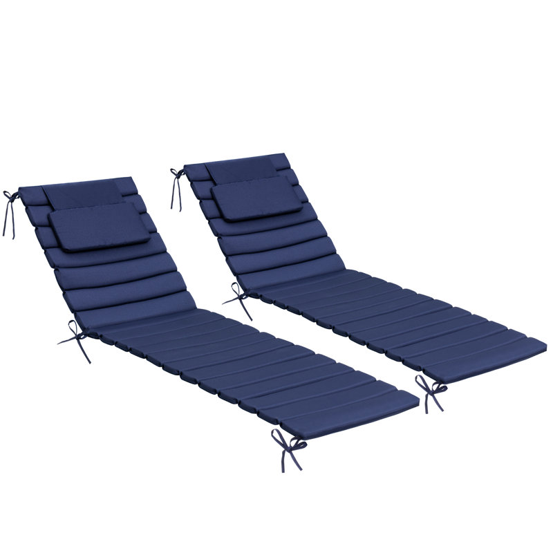 Coussin de chaise longue d'extérieur, L 26 po x P 82 po, Bleu marine