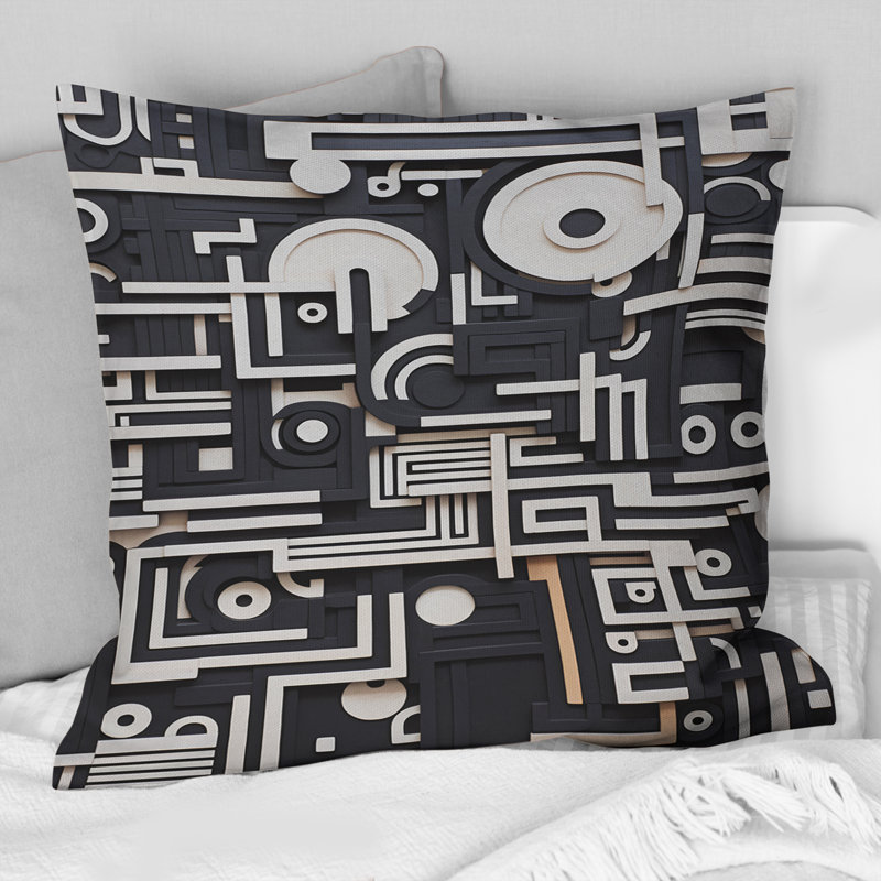 Coussin décoratif à imprimé géométrique abstrait Urban Vision
