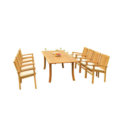 Wave Outdoor 9 - Piece Teak Dining Set
