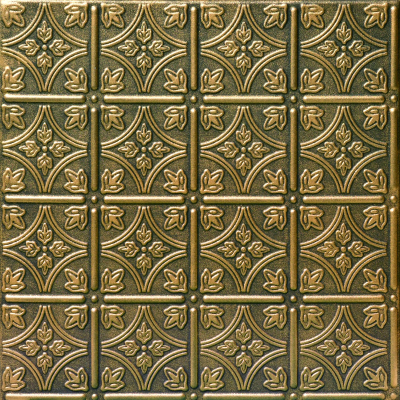 Emma's Flowers 1.64 ft. x 1.64 ft. Glue-Up Polystyrene Ceiling Tile, Antique Brass