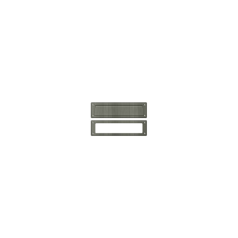 Brass Mail Slot, Antique Nickel, 3.625" H x 13.125" W x 0.5625" D