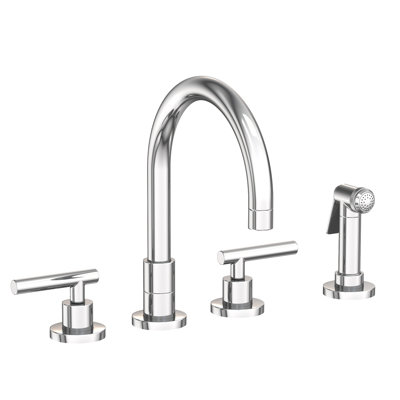 East Linear Double Handle Kitchen Faucet with Side Spray