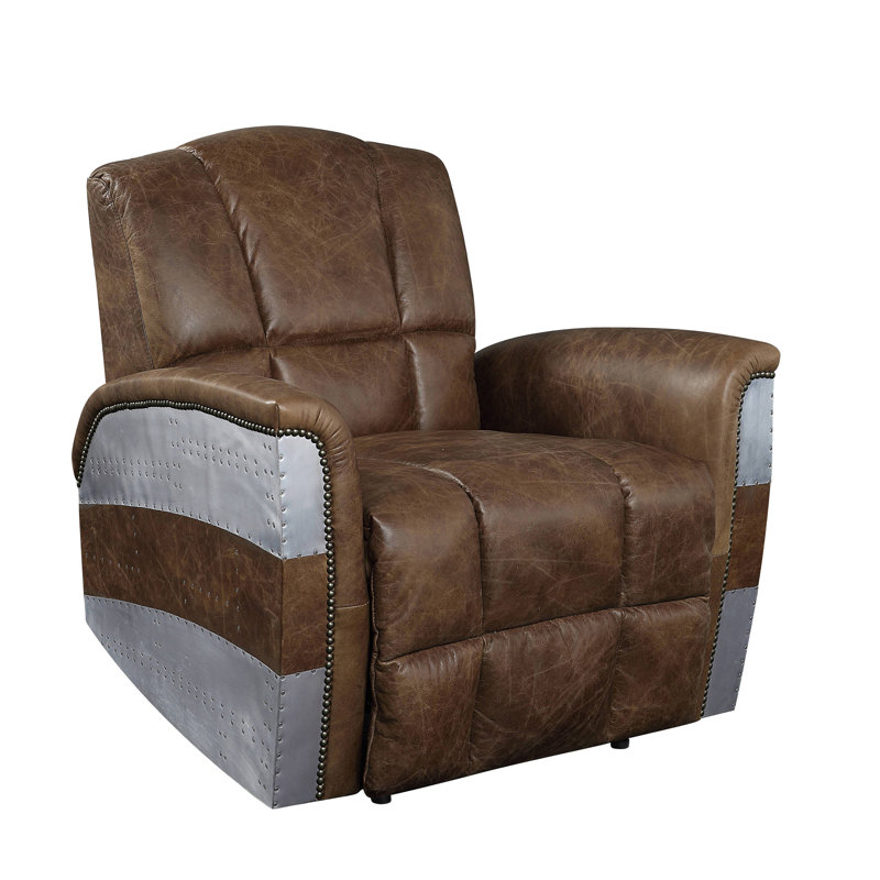 Fauteuil inclinable en cuir brun Bailee