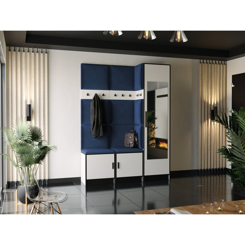 Swainswick Hall Tree 160cm Wide with Bench, White/Blue