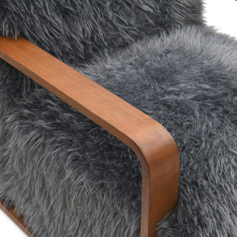Fauteuil d'appoint rembourré à poils longs Harry, Gris