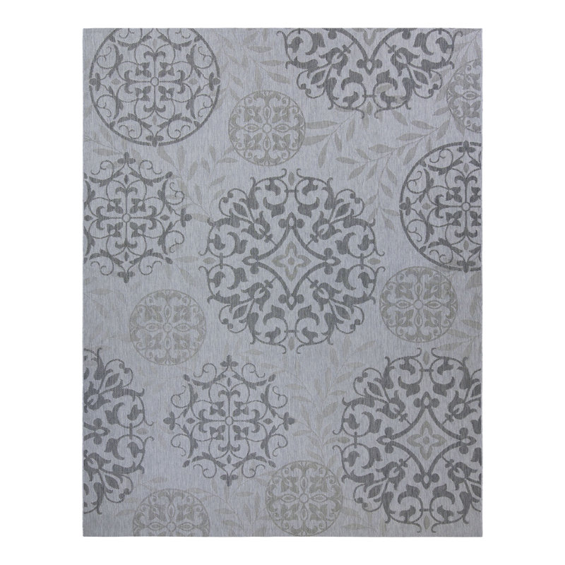 Tapis intérieur / extérieur gris Paseo Gunthild, Rectangle 6 pi 6 po x 9 pi 6 po