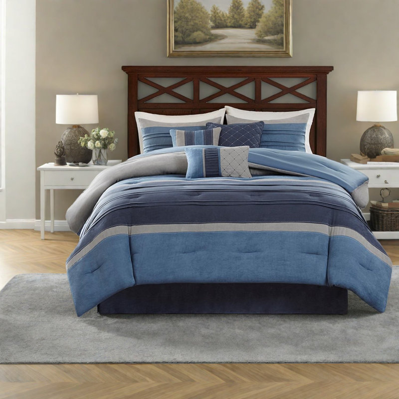 Premium Microsuede Bedding Sets, Navy Comforter Collection For Home