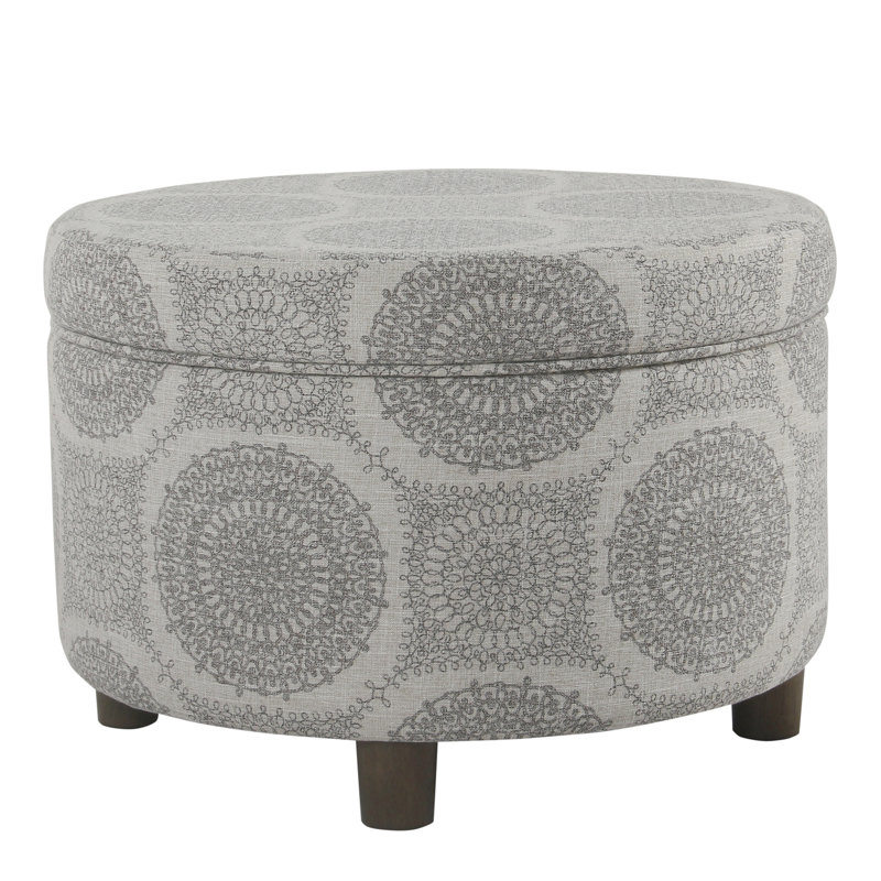 Repose-pieds avec rangement Biola, Brun, Motifs géométriques gris