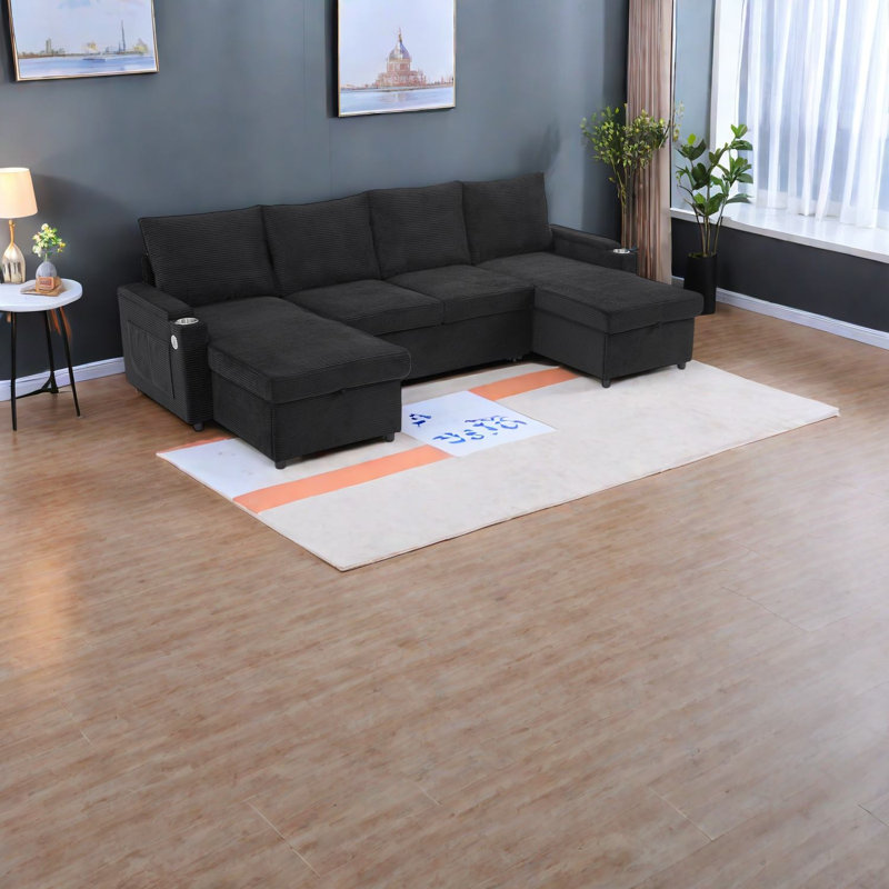 Canapés spacieux et multifonctionnels avec rangement, conception moderne recouverte de velours côtelé pour la maison