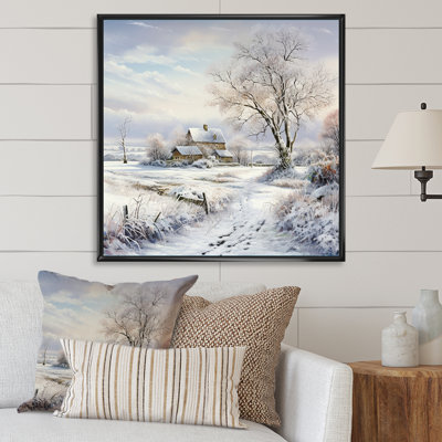 «Farmhouse Snow Winter Scenery» - art mural neige