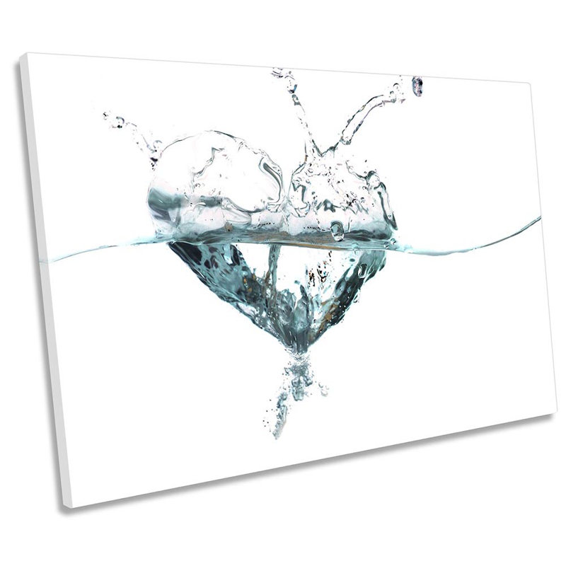 Water Splash Heart Bathroom - Wrapped Canvas Print, 50.8cm H x 76.2cm W