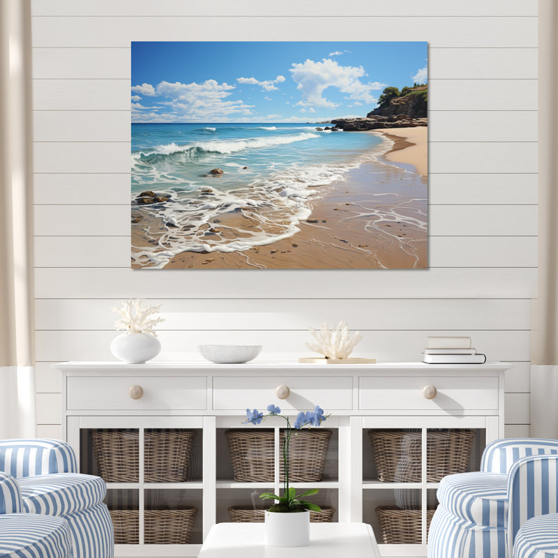 Beach Serenity Shore - Nautical & Beach Wall Art Prints, H 12 po x l 20 po x P 1 po, Toile tendue