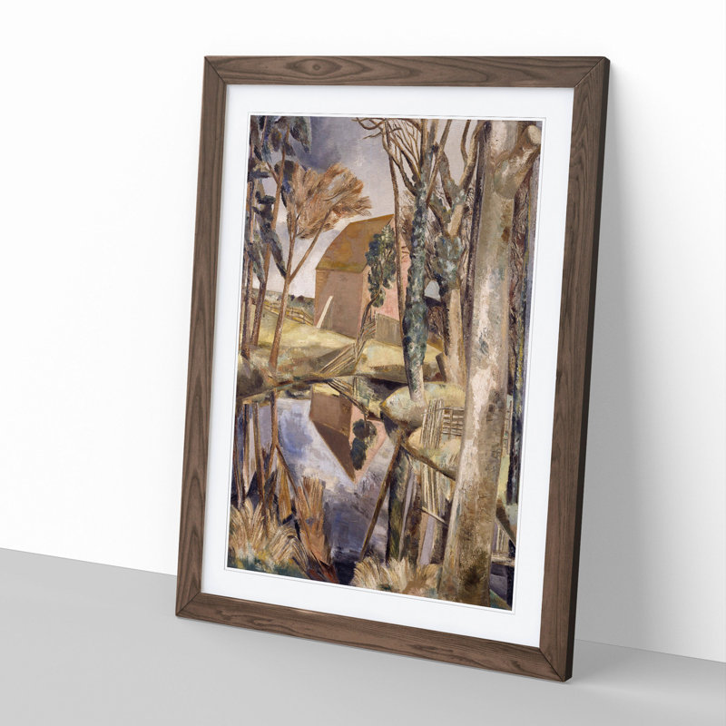 Oxenbridge Pond by Paul Nash - Picture Frame Painting, 65cm H x 48cm W x 2cm D, Walnut Framed