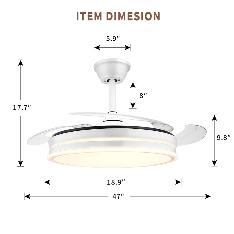 Ceiling Fan with LED Lights, White