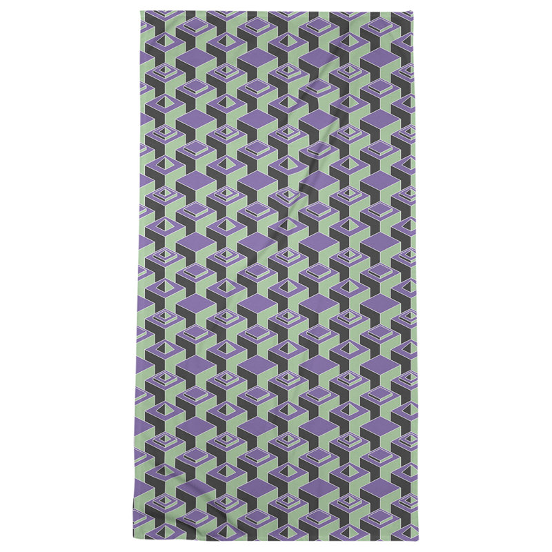 Serviette de plage classique gratte-ciels, Mauve / vert / noir