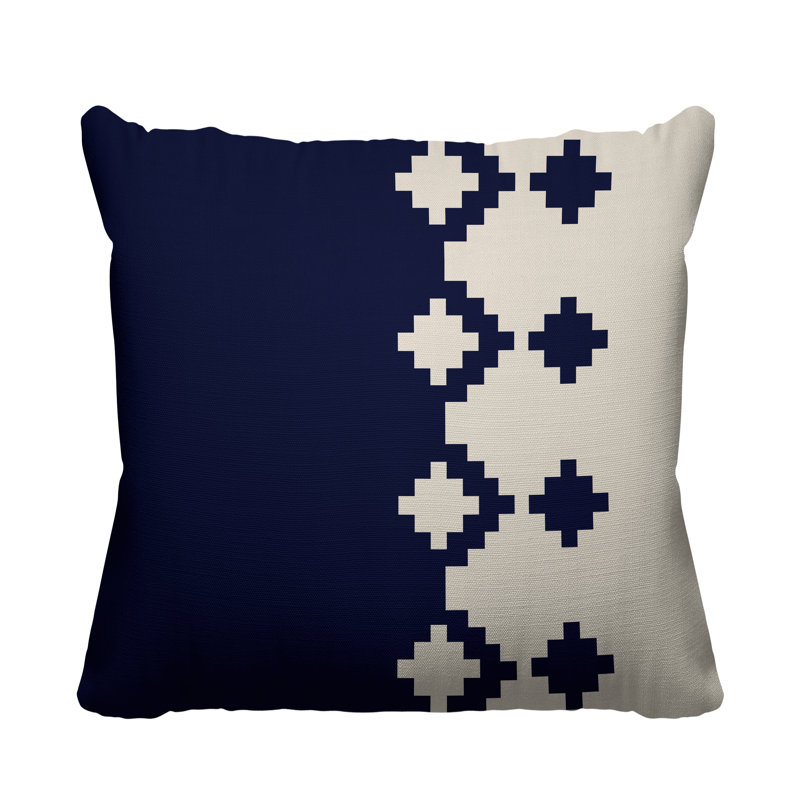Coussin intérieur / extérieur Moki Southwestern, Bleu marine, L 15 po x H 15 po