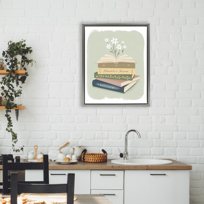 Cadre flottant à thème de jardinage ouvert, par Sandra Picco, H 21 po x l 17 po, Cadre flottant gris lustré