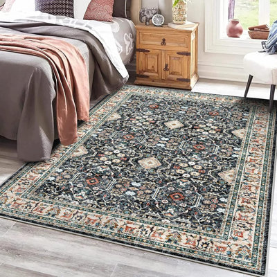 Tapis antidérapant pour couloir, tapis de couloir lavable, long tapis de cuisine ultra doux, tapis décoratifs de la ferme qui ne perdent pas leurs poils (noir)