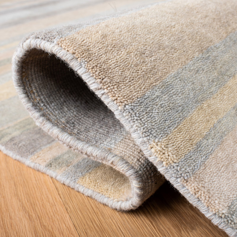 Tapis rayé en laine tissé à la main Brookvale, Rectangle de 5 pi x 8 pi