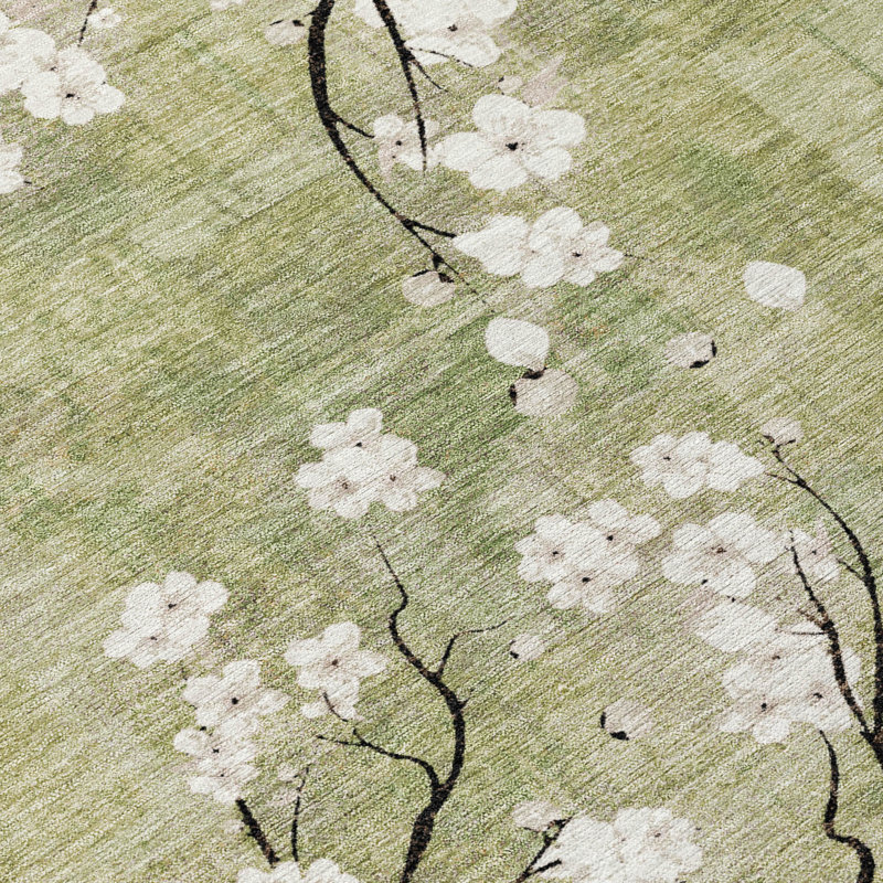 Machine Washable Indoor/Outdoor Brenden ACN2248 Floral Rug, Rectangle 10' x 14'