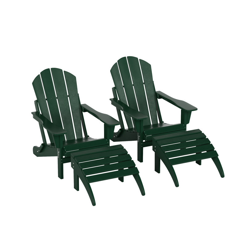 Shawnna Foldable Outdoor Adirondack Chair, Dark Green
