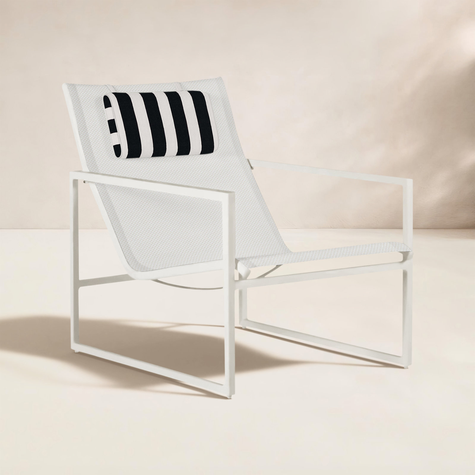 Serenata Sunbrella® Patio Lounge Chair, Welt, Cabana Stripe Midnight, Chalk/White Sling