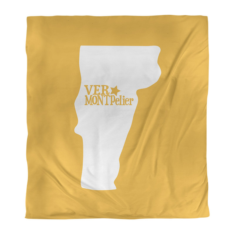 Housse de couette réversible simple montpelier vermont, Polyester brossé, Housse de couette pour grand lit, Jaune