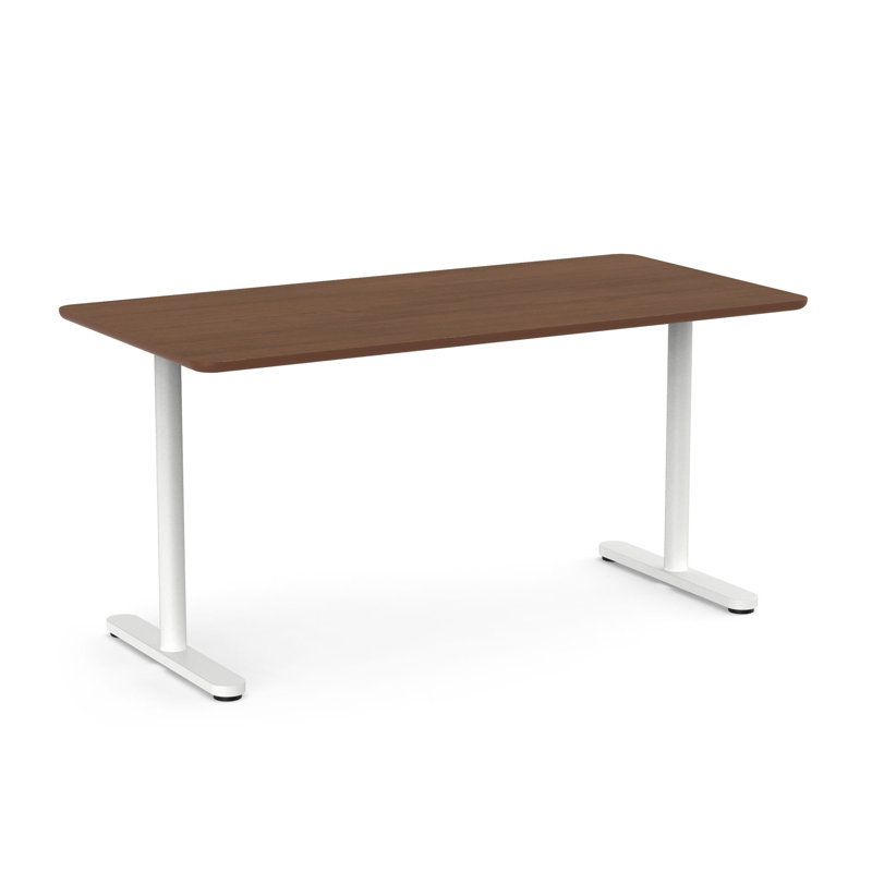 Bureau à hauteur fixe Raise, H 29 po x l 60 po x P 30 po, Blanc/noyer