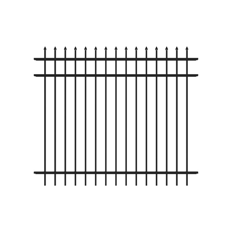 Athens 5 ft. x 6 ft. Aluminum Spear Design Fence Panel, Gloss Black
