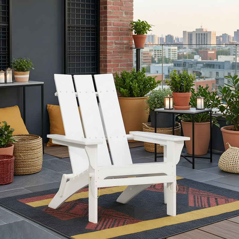 Chaise pliante en bois avec accoudoirs et dossier, White