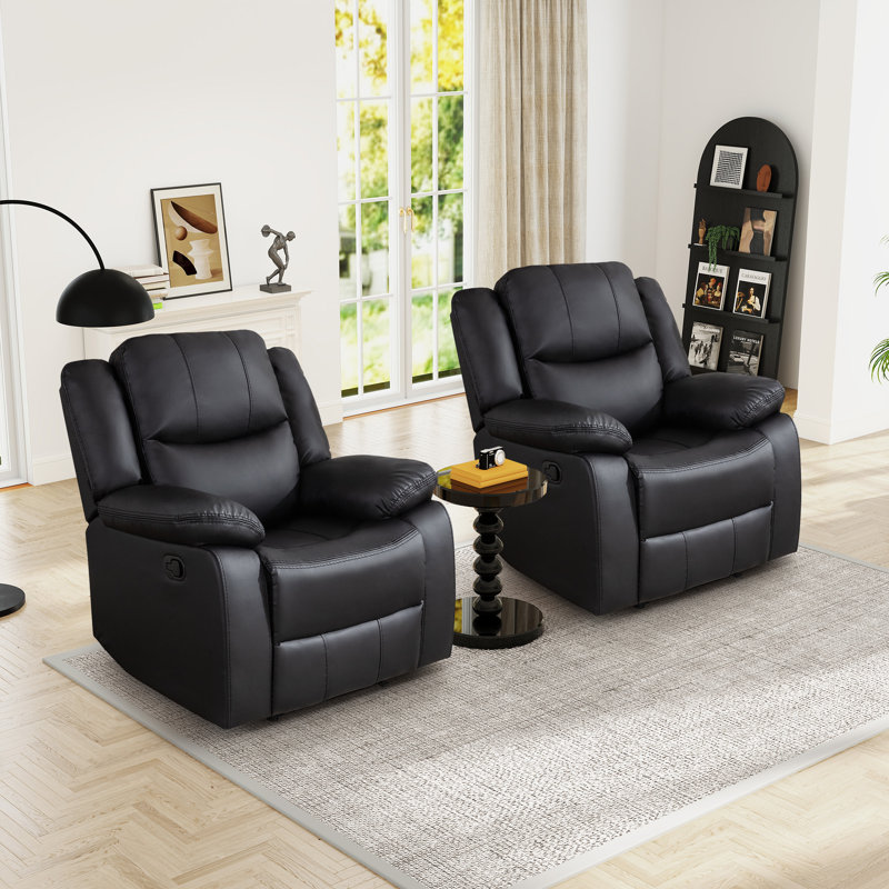Fauteuil inclinable en cuir Alvernon, Noir