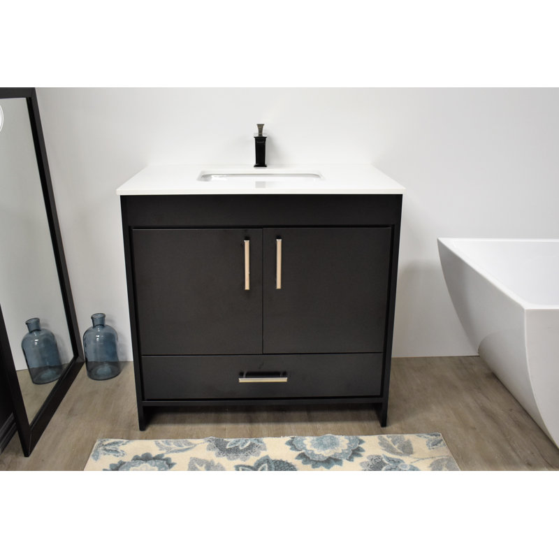 Ensemble de meuble-lavabo simple 36 po Annily, Noir