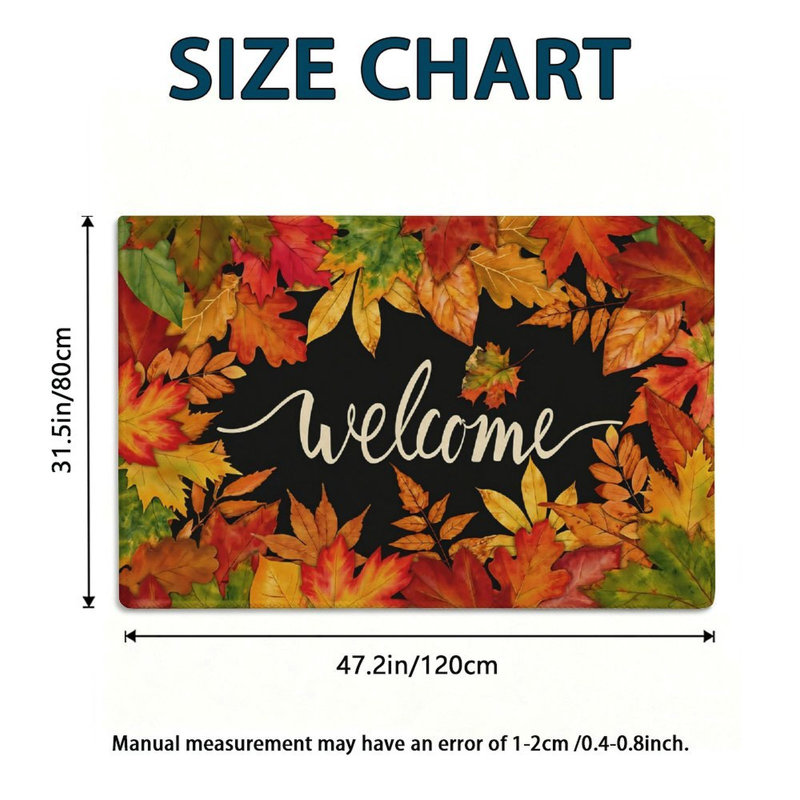Tapis orange à motif de feuilles d'érable d'automne 47 po x 31 po Fall