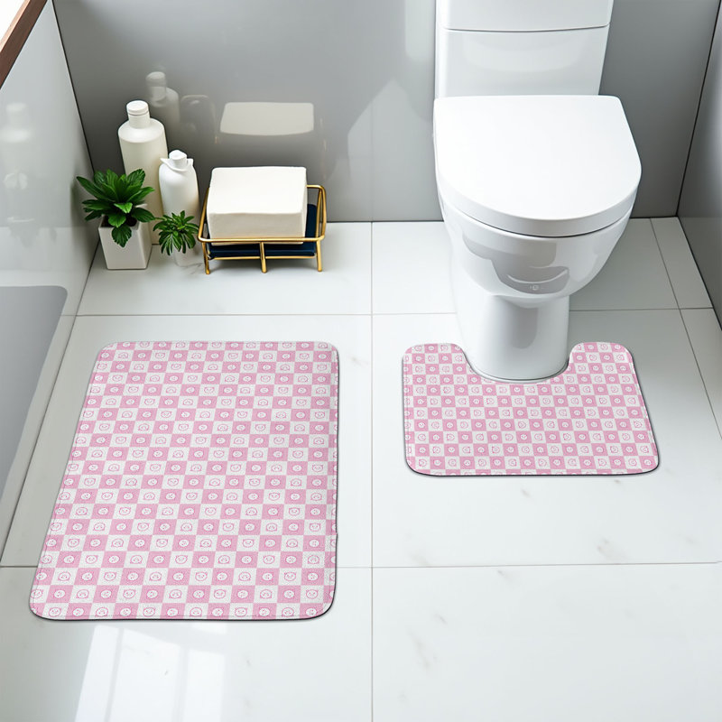 Ensemble de tapis pour salle de bain à carreaux 2 pièces