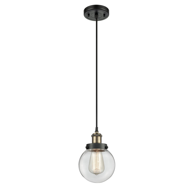Luminaire suspendu simple à 1 lumière Frederick, Laiton antique noir