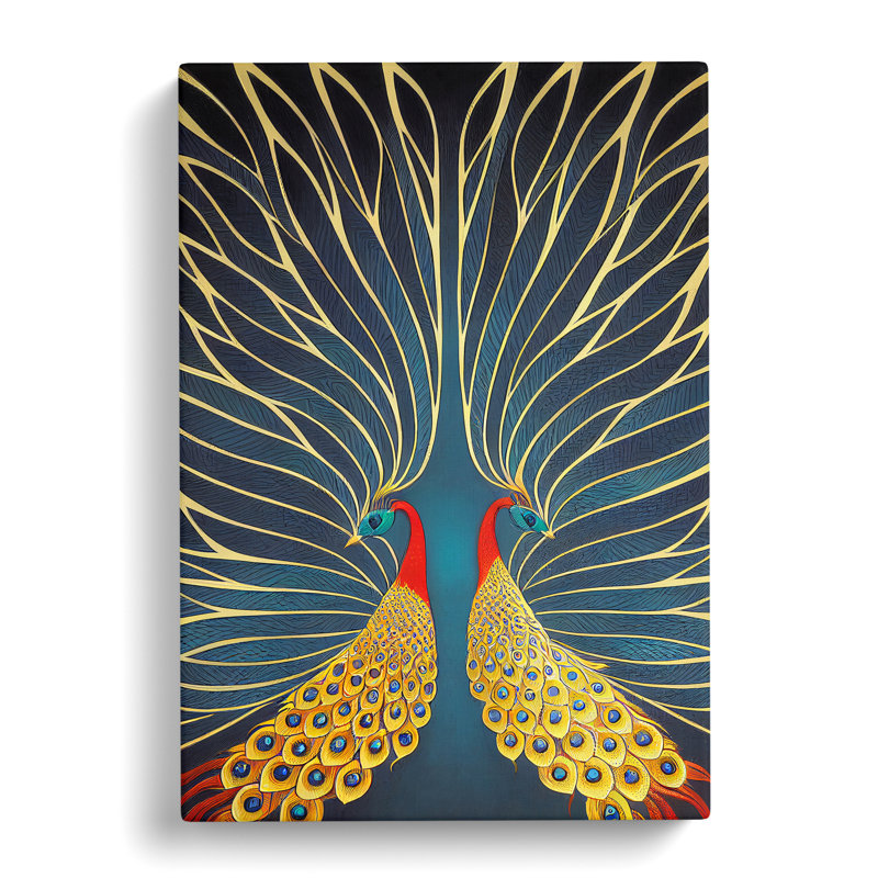 Striking Peacock Art No.3 - Wrapped Canvas Graphic Art, 50cm H x 35cm W x 3cm D, Wrapped Canvas