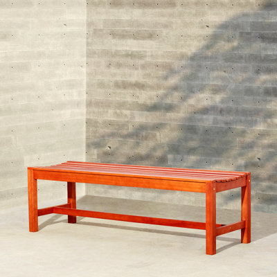 Armless Garden Bench, Patio Bench With Slatted Seat, 3-Seater Backless Bench by Lark Manor