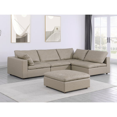 Frankston 5-Piece 3-Seat Right Arm Facing Sectional  Upholstered In Top-Grain Italian Leather