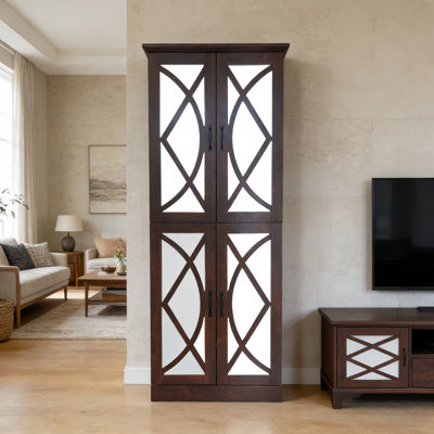 68'' Tall Wooden Storage Cabinet with Adjustable Shelves 