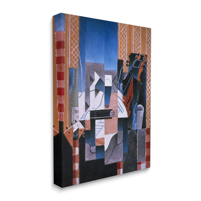 «Violon et Guitare» par Juan Gris, peinture abstraite classique sur toile, H 48 po x l 36 po x P 1,5 po, Toile tendue