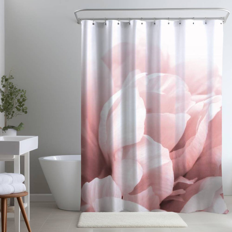 Floral – Polyester Shower Curtain, Dye Sublimation Print, 71" W × 74" L
