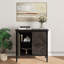 Armoire d'appoint Mid-Century avec portes à chevrons 31,5 po Cartlin - Acacia massif, noir mystique-1571415241