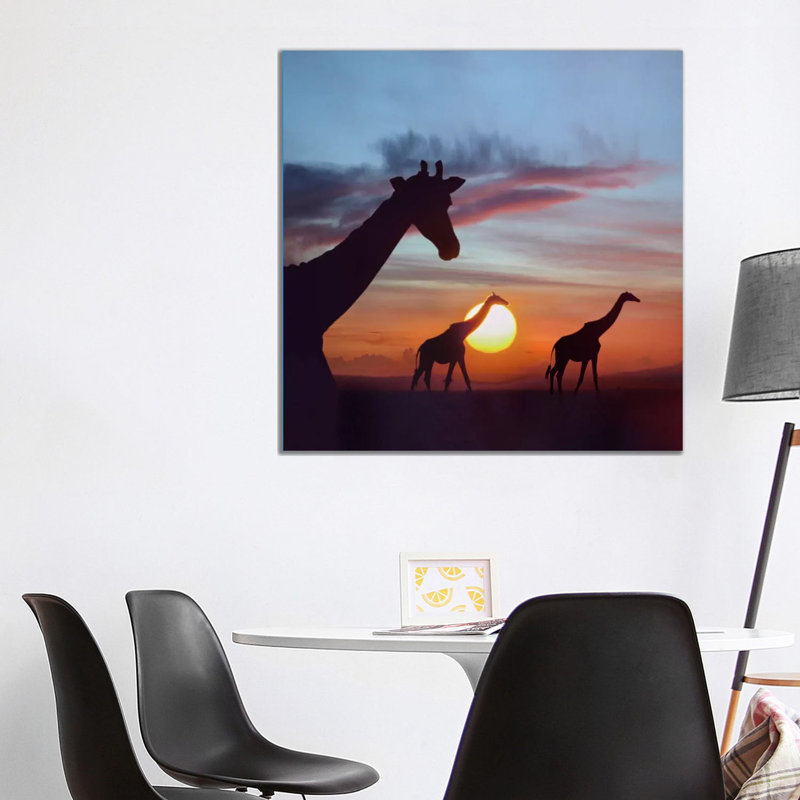 Masai Giraffe Trio At Sunrise, Masai Mara, Kenya by Tim Fitzharris - Wrapped Canvas Print