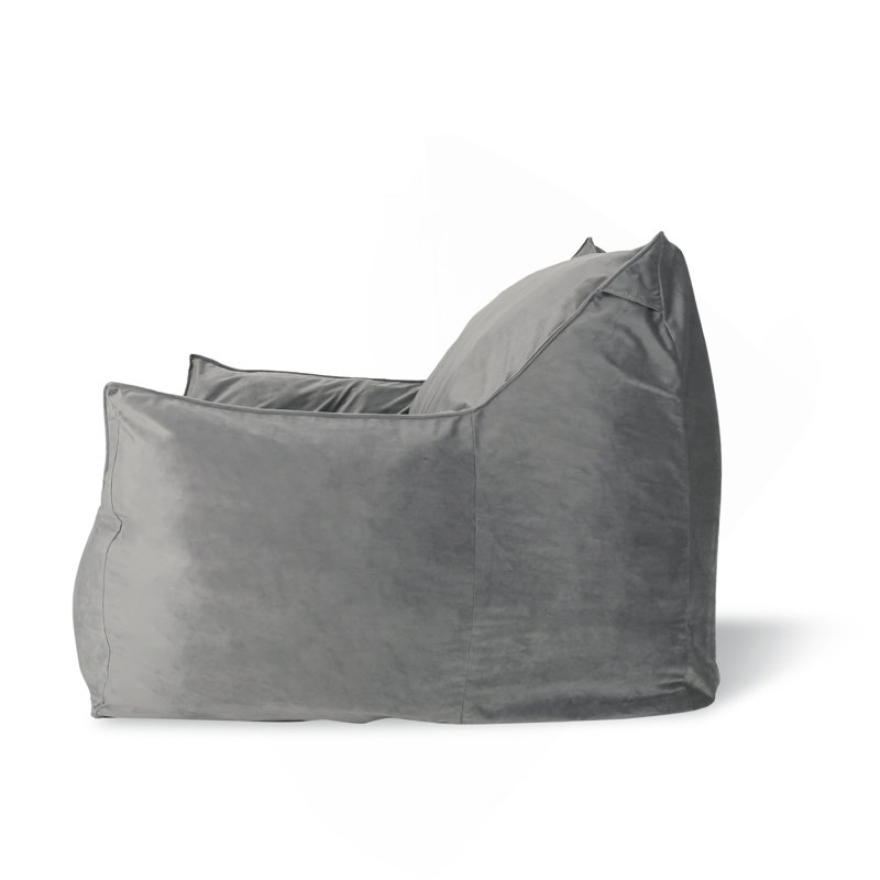 Comfortable Armrest-Equipped Bean Bag Chair For Relaxation, Versatile And Stylish, Grey Velvet