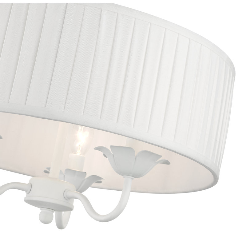 Lustre tambour 3 lumières à abat-jour Lamotte, Blanc